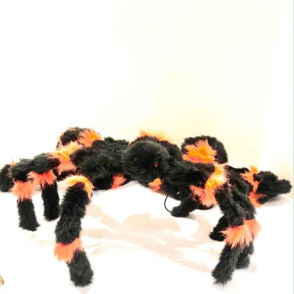 Furrry spiders - 4 total, 3 black and orange and 1  black and green. - Picture 2 of 7